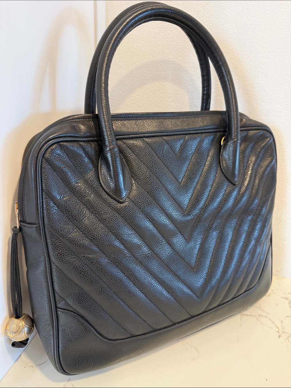 Chanel V Stitch Caviar Leather Bag